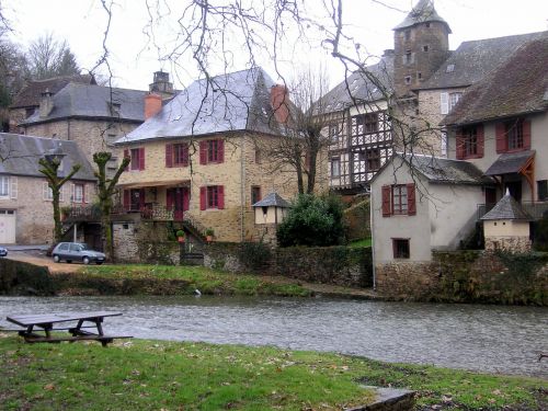 Upės Fasadas, Viduramžių Namai, France, Riverside, Senovės, Pastatai