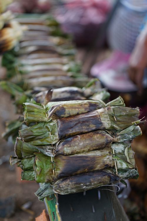 Kelias, Bananų Lapai, Veganas, Saldžiosios Bulvės, Gatvės Valgo, Skanus, Badas, Kambodža