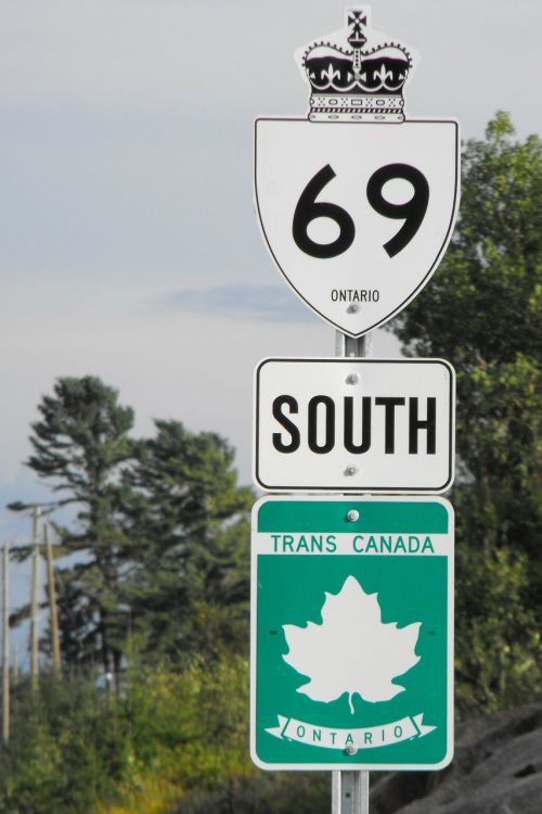 Kelias, Ženklas, Orientyras, Ontarijas, Greitkelis, Trans Canada, Simbolis, Kanada, Maršrutas 69