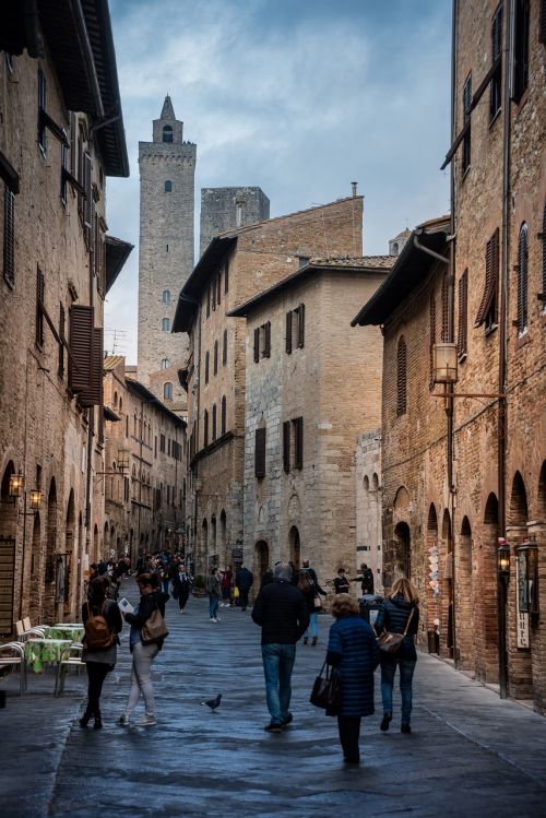 Kelias, Architektūra, Miestas, Kelionė, Toskana, Viduramžių, San Gimignano, Bokštas