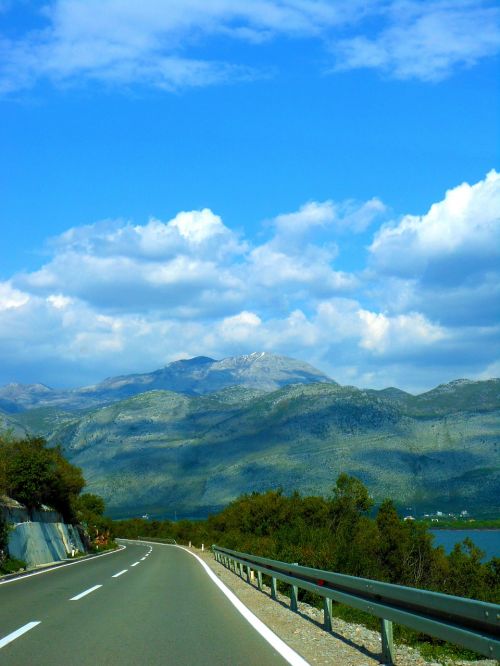 Kelias, Kalnas, Albania, Dangus, Debesys