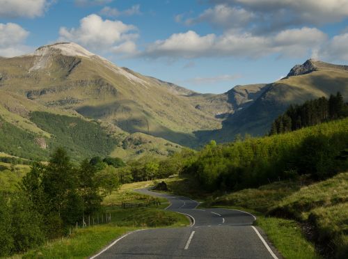 Kelias, Kalnai, Kraštovaizdis, Dangus, Gamta, Debesys, Miškas, Mėlynas, Praeiti, Highlands, Žygis, Škotija