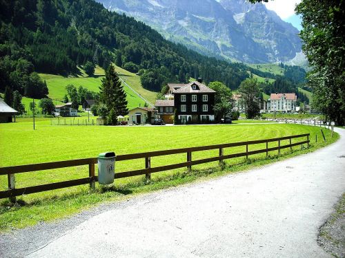 Kelias Per Kaimą, Namas Kalnuose, Swiss, Liucernos, Šveicarija, Kaimo Kelias, Peizažas, Žolė, Vasara
