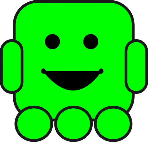 Robotas, Žalias, Android, Laimingas, Transporto Priemonė, Nemokama Vektorinė Grafika