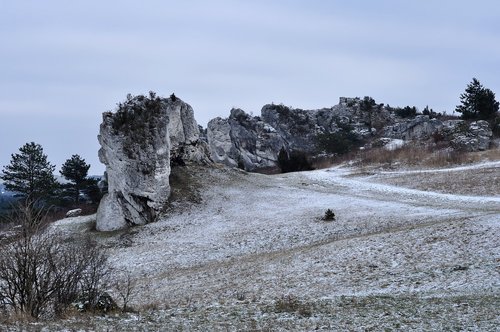 Akmenys,  Aukštumų,  Žiemos,  Lenkija,  Mirsk