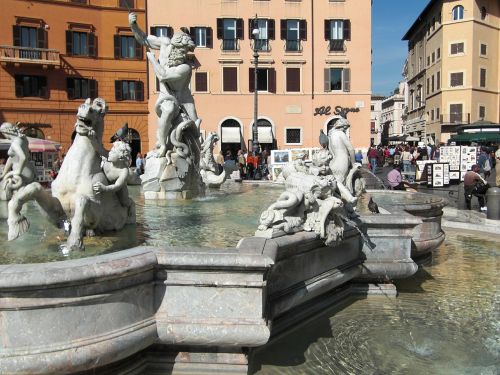 Roma, Italy, Marmuras, Piazza Navona, Fontana Dei Fiumi, Istoriškai, Centro