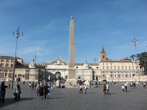 Roma, Italy, Erdvė, Piazza Del Popolo, Obeliskas, Architektūra, Senovė, Centro, Istoriškai