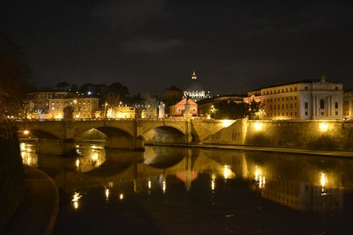 Roma, Tiltas, Italy, Naktis