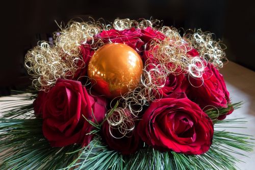 Rožė, Kalėdos, Išdėstymas, Auksas, Raudona, Kalėdinis Ornamentas, Papuošalai, Stalo Dekoracijos, Pušis