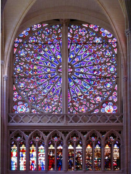 Rožių Langas, Šv. Gatieno Katedra, Gotika, Vitražas, Turai, Indre-Et-Loire, France, Architektūra