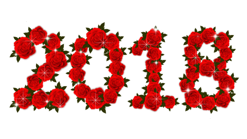 Rožės, Gėlės, Raudona, Koliažas, Dizainas, 2018, Naujųjų Metų Vakaras, Data, Skaičiai, Skaidrus Fonas, Gėlė, Raudona Roze
