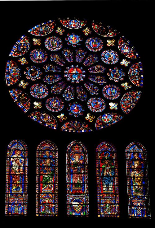 Rozetė, Chartres, Katedra, Vitražas, Viduramžiai, France