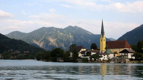 Rottach-Egern, Bažnyčia, Vieta, Miestas, Šventė, Atsigavimas, Spa, Bavarija, Tegernsee, Wallberg, Ežeras, Miesto Vaizdas
