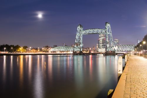 Rotterdam, Nyderlandai, Tiltas, Upė, Vanduo, Atspindys, Architektūra