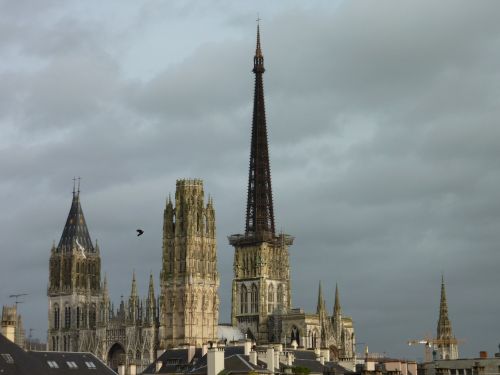 Rouen, Katedra, Dangus, Pilka, France, Pastatas, Normandija, Gotika