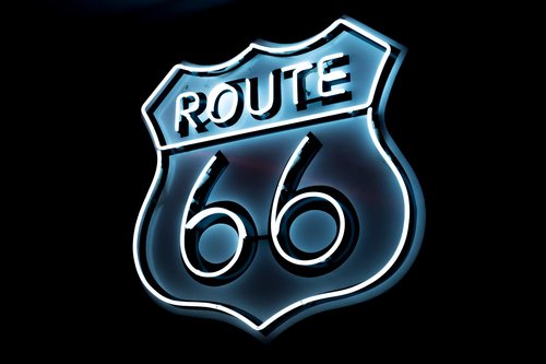 Route 66,  Transportas,  Neoninė Šviesa,  Šviesus,  Šviesos,  Šviesti,  Juodas Fonas,  66,  Highway,  Transportas,  Maršrutas,  Skaičius,  Arizona,  Garsus