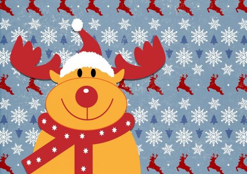 Rudolph, Šiaurės Elniai, Kalėdos, Laimingas, Mielas, Elnias, Animacinis Filmas, Kortelė, Humoras, Piktograma, Xmas