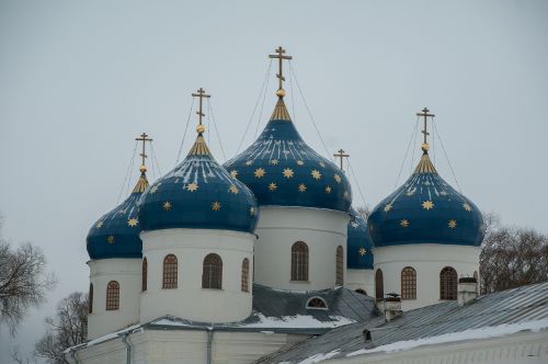 Rusija, Veliki Novgorodas, Ortodoksų Bažnyčia, Vienuolynas, Kupolai