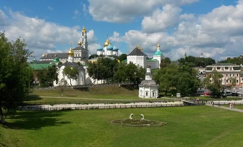 Rusija,  Sergiev Posad,  Vienuolynas,  Turizmas,  Bažnyčia,  Architektūra,  Kupolas,  Dangus,  Istorija,  Trejybė-Sergijus Lavra,  Showplace,  Šventykla,  Miestas