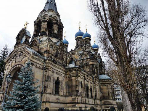 Rusų Ortodoksų, Bažnyčia Drezdene, Plytų Konstrukcija Su Sandsteinverkleidung, Vokietija, Bažnyčia, Pastatas, Architektūra