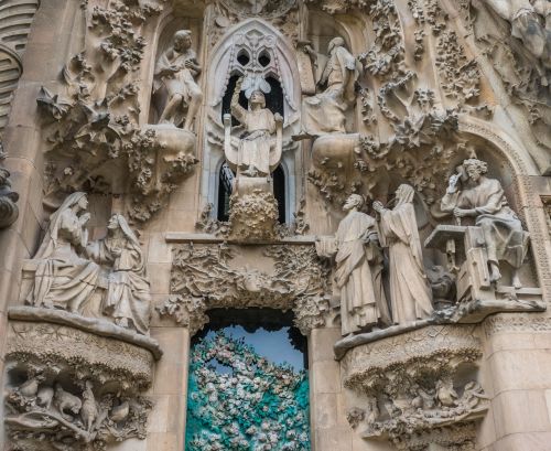 Sagrada Familia, Katedra, Eksterjeras, Barcelona, Architektūra, Bažnyčia, Žinomas, Gotika, Religija, Katalonija, Katalikybė, Turizmas, Kelionė, Orientyras, Katalikų