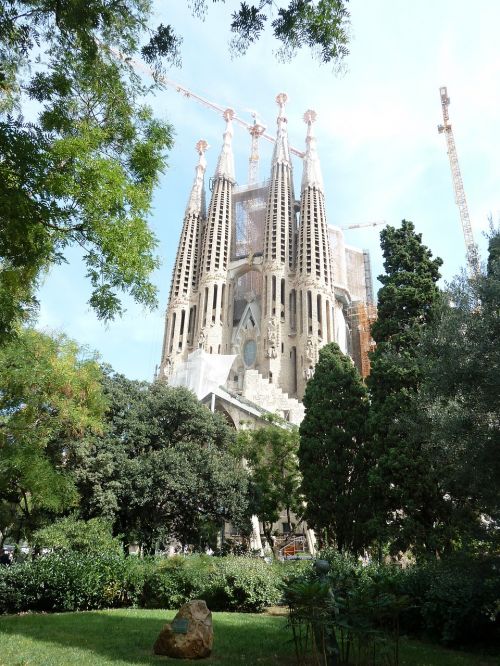 Sagrada Familia, Bažnyčia, Gaudi, Architektūra, Lauke, Barcelona, Ispanija