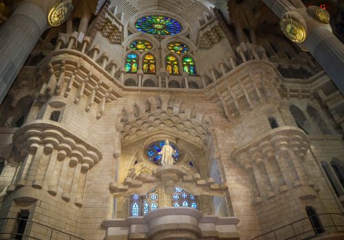 Sagrada Familia Katedra, Barcelona, Architektūra, Bažnyčia, Žinomas, Religija, Katalikybė, Orientyras, Ispanija, Gotika, Statyba, Europa, Krikščionybė, Interjeras, Vitražas, Statula