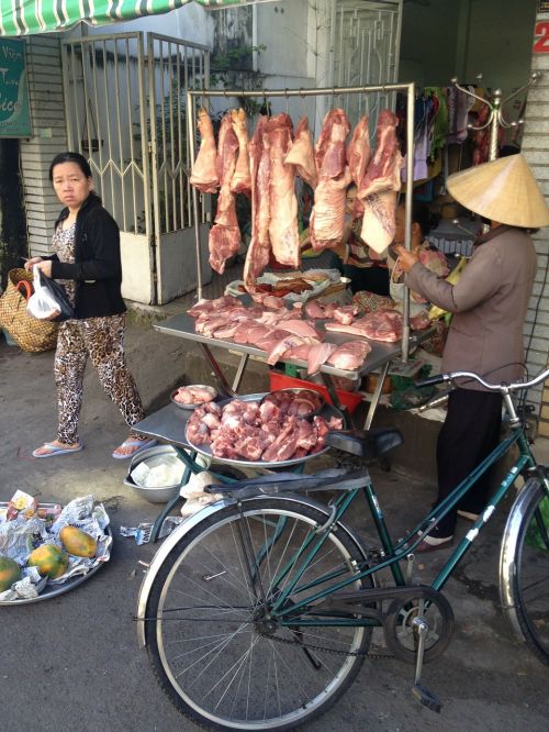 Saigon, 2013, Ho Chi Minh, Mėsa, Gatvė, Mėsininkas, Pakabinti Mėsa, Vietnamiečių Ponia
