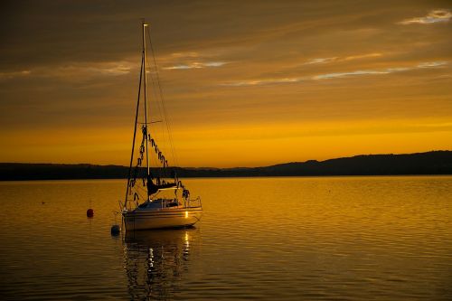 Burinė Valtis, Ežeras, Ammersee, Boot, Vanduo, Buriu, Nuotaika, Saulėtekis