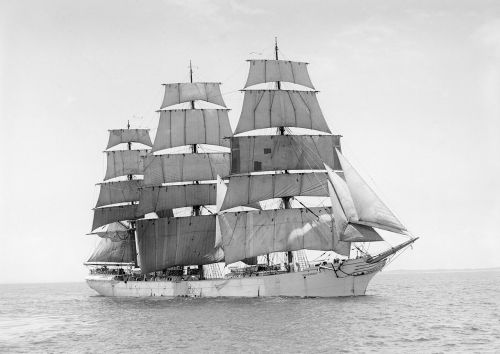 Buriuotojas, Trys Masted, Laivas, G D Kennedy, Af Chapman, 1915, Švedijos, Pilnas Suklastotas Laivas, Juoda Ir Balta