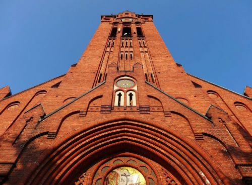 Saint Andrew Bobola, Bažnyčia, Bokštas, Perspektyva, Bydgoszcz, Lenkija, Architektūra, Pastatas, Religinis