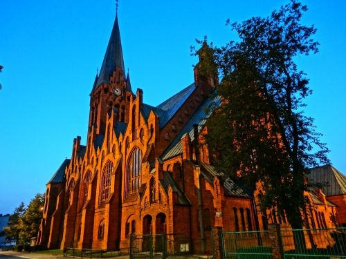 Saint Andrew Bobola, Bažnyčia, Bydgoszcz, Lenkija, Architektūra, Pastatas, Religinis, Naktis
