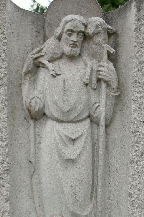 Saint Christophorus, Palengvėjimas, Statula, Figūra, Akmuo, Akmens Skulptūra, Skulptūra, Vyras, Piemenys, Avys, Schäfer