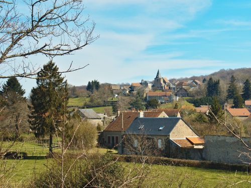 Saint Martin Of Le Puy, Morvan, Nièvre, France, Burgundija, Kraštovaizdis, Mėlynas, Dangus, Namai