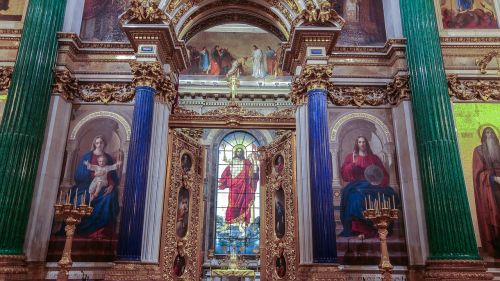 Sankt Peterburgas, Katedra, Šventasis Isaakas, Ikonostasas, Stulpeliai, Malachitas, Lapis Lazuli
