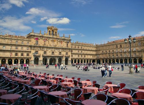 Salamanca, Plaza Meras, Kėdės, Stalai, Kvadratas, Ispanija
