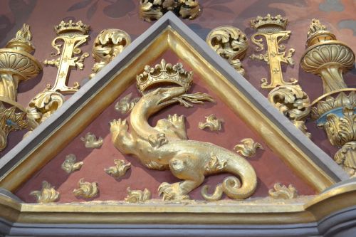 Salamander,  Karaliaus Emblema,  Monograma,  Crown,  Blois Pilis,  Francois I Monograma,  Blois,  Trikampis