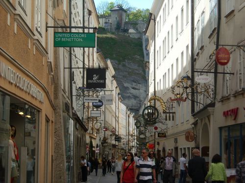 Salzburg, Austria, Getreidegasse, Turizmas, Miesto Pasivaikščiojimas, Parduotuvės, Pritraukimas, Lankytinos Vietos