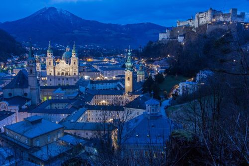 Salzburg,  Austria,  Mönchberg,  Salzburgo Katedra,  St Peter,  Tvirtovė,  Abendstimmung