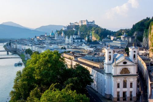 Salzburg,  Austria,  Tvirtovė,  Saulėtekis,  Morgenstimmung,  Senamiestis,  Humboldtterasse,  Mönchberg