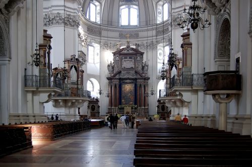 Salzburgo Katedra, Bažnyčia, Nave, Architektūra, Pastatas, Austria, Salzburg, Dom