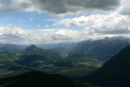 Salzburgerland, Austria, Kalnai, Aišku, Žalias Laukas, Debesys, Mėlynas