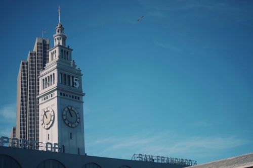 San Franciskas, Pastatai, Laikrodis, Bokštai, Architektūra, Miestas, Mėlynas, Dangus