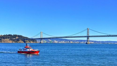 San Francisco Bay, Lyno Tiltas, Valtis, Laivas, Įlanka, Vanduo, Mėlynas