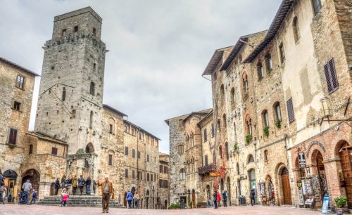 San Gimignano, Italy, Toskana, Architektūra, Senovės, Istorinis, Viduramžių, Turizmas, Istorinis, Lauke, Eksterjeras