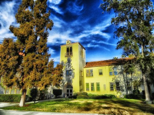 San Jose Valstybinis Universitetas, Kalifornija, Klasės Pastatas, Architektūra, Švietimas, Medžiai, Hdr, Lauke, Campus