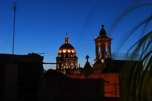 San Miguel De Allende, Meksika, Bažnyčia, Panorama, Bažnyčios, Naktis, Saulėlydis, Kraštovaizdis