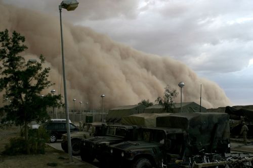 Smėlio Audra, Karinė Stovykla, Dykuma, Persiųsti, Vėjas, Al Khurram, Iraq, Armija