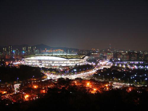 Sangam Stadionas, Korėja, Seulas, Naktinis Vaizdas