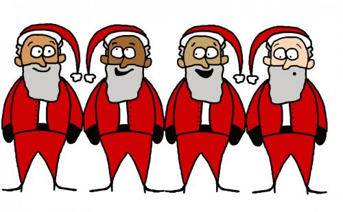 Santa,  Šventė,  Kalėdos,  Žiema,  Xmas,  Animacinis Filmas,  Iliustracija,  Piešimas,  Sezoninis,  Linksmas,  Prekybos Centras,  Grupė,  Įvairus,  Santas Iliuzija